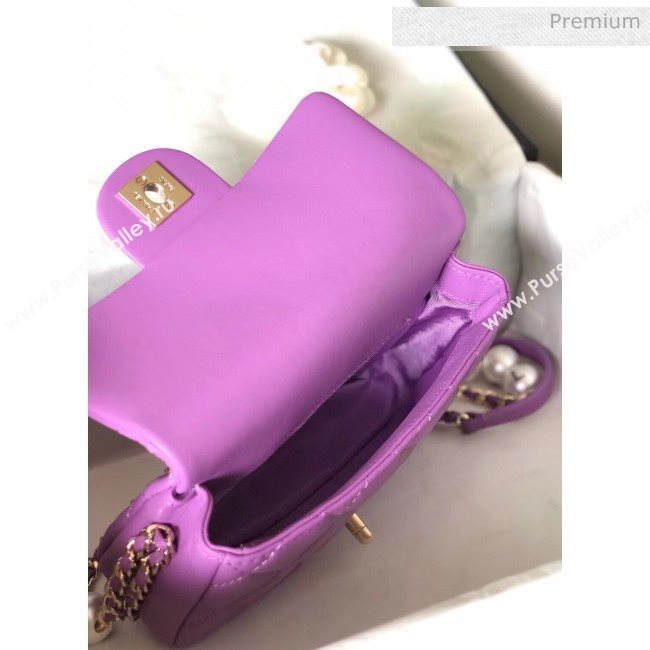 Chanel Lambskin Small Flap Bag with Imitation Pearls AS1436 Purple 2020 (YD-20040310)