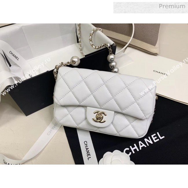 Chanel Lambskin Small Flap Bag with Imitation Pearls AS1436 White 2020 (JY-20040308)