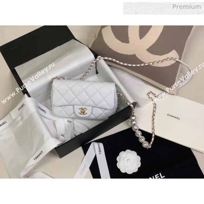 Chanel Lambskin Small Flap Bag with Imitation Pearls AS1436 White 2020 (JY-20040308)