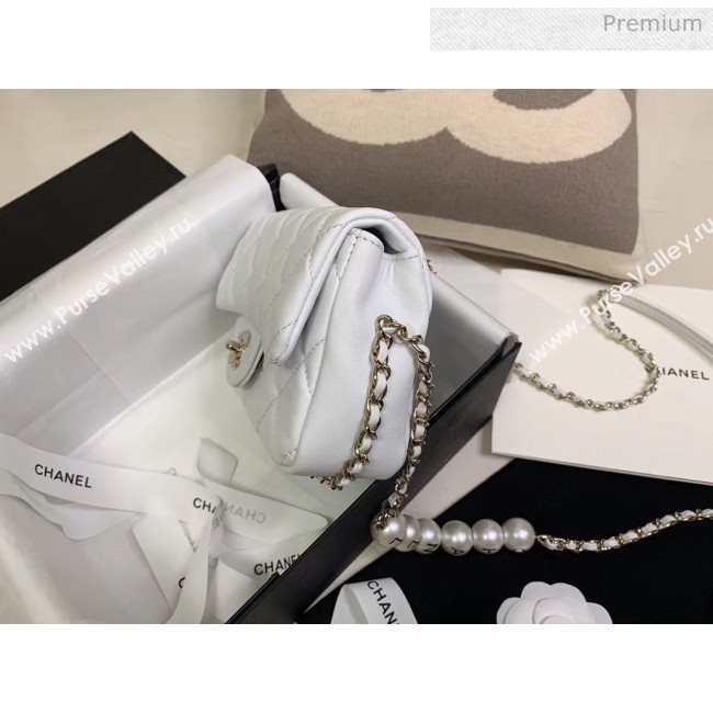 Chanel Lambskin Small Flap Bag with Imitation Pearls AS1436 White 2020 (JY-20040308)