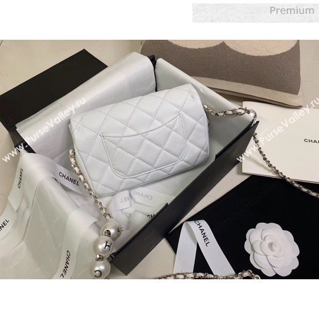 Chanel Lambskin Small Flap Bag with Imitation Pearls AS1436 White 2020 (JY-20040308)