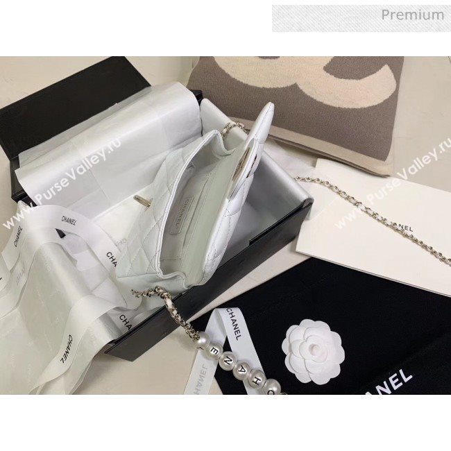 Chanel Lambskin Small Flap Bag with Imitation Pearls AS1436 White 2020 (JY-20040308)