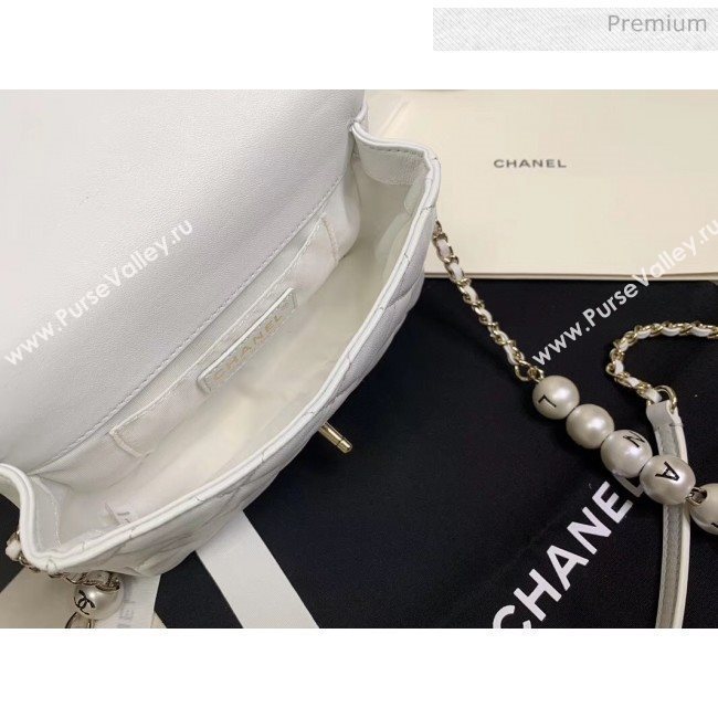 Chanel Lambskin Small Flap Bag with Imitation Pearls AS1436 White 2020 (JY-20040308)