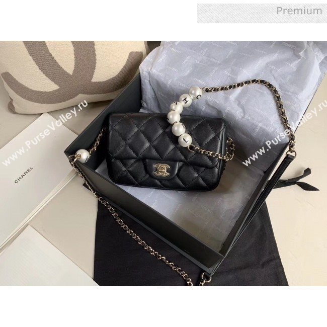 Chanel Lambskin Small Flap Bag with Imitation Pearls AS1436 Black 2020 (JY-20040309)