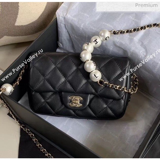 Chanel Lambskin Small Flap Bag with Imitation Pearls AS1436 Black 2020 (JY-20040309)