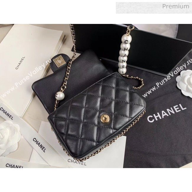 Chanel Lambskin Small Flap Bag with Imitation Pearls AS1436 Black 2020 (JY-20040309)