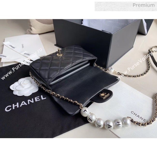 Chanel Lambskin Small Flap Bag with Imitation Pearls AS1436 Black 2020 (JY-20040309)