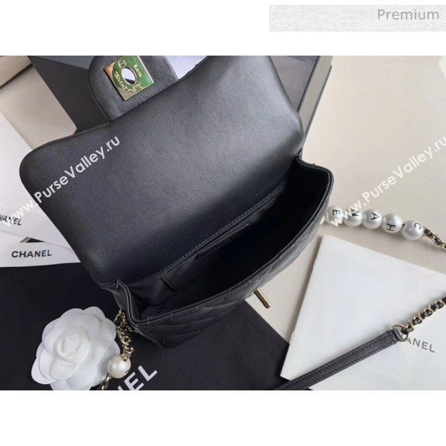 Chanel Lambskin Small Flap Bag with Imitation Pearls AS1436 Black 2020 (JY-20040309)