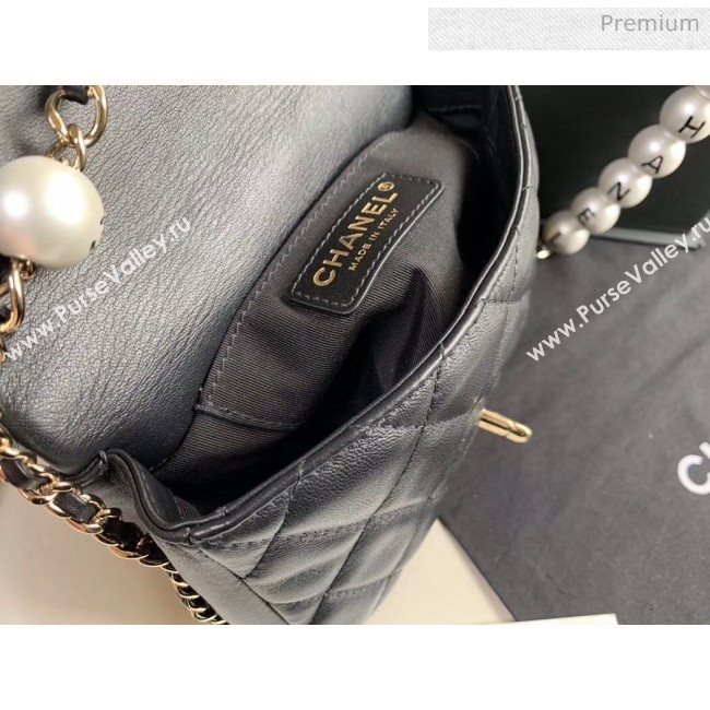 Chanel Lambskin Small Flap Bag with Imitation Pearls AS1436 Black 2020 (JY-20040309)