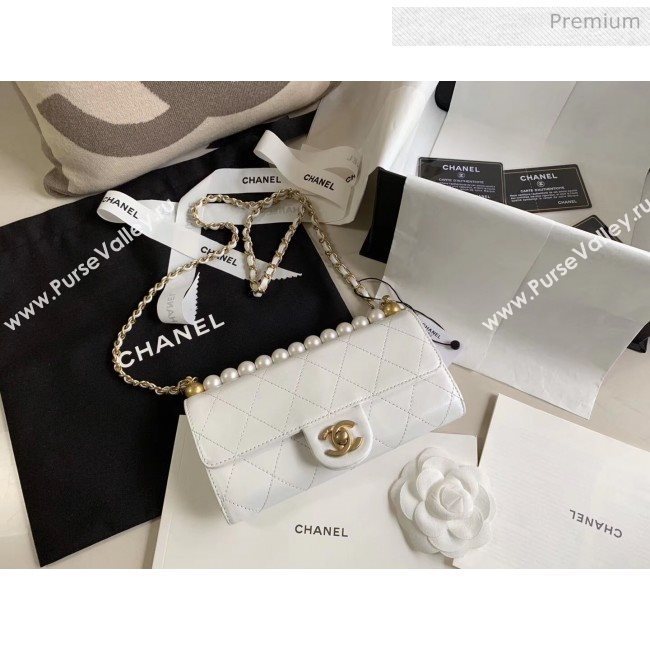 Chanel Clutch Bag with Chain And Imitation Pearls AP1001 White 2020 (JY-20040301)