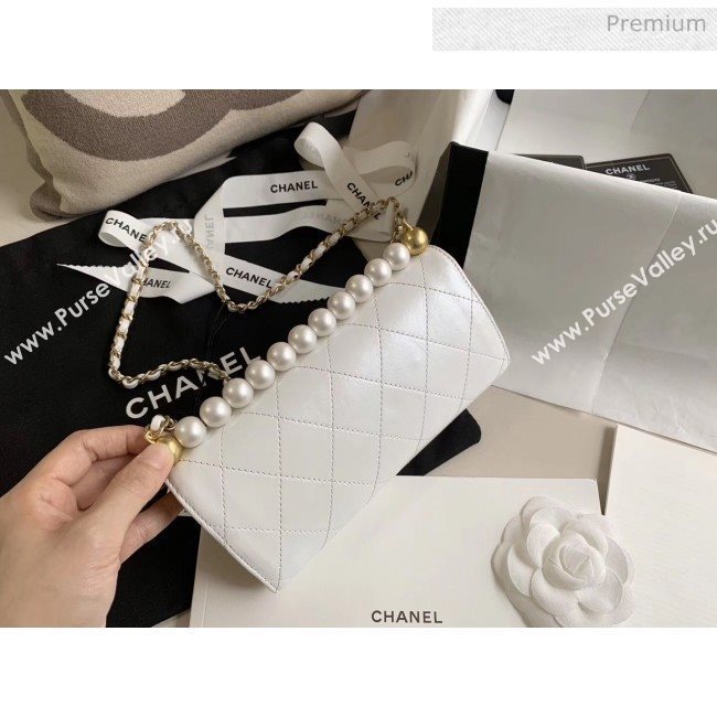 Chanel Clutch Bag with Chain And Imitation Pearls AP1001 White 2020 (JY-20040301)