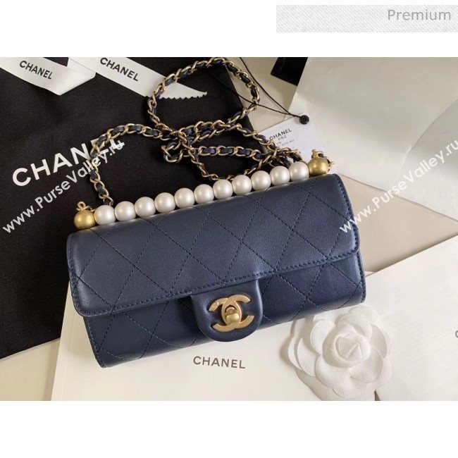 Chanel Clutch Bag with Chain And Imitation Pearls AP1001 Blue 2020 (JY-20040303)