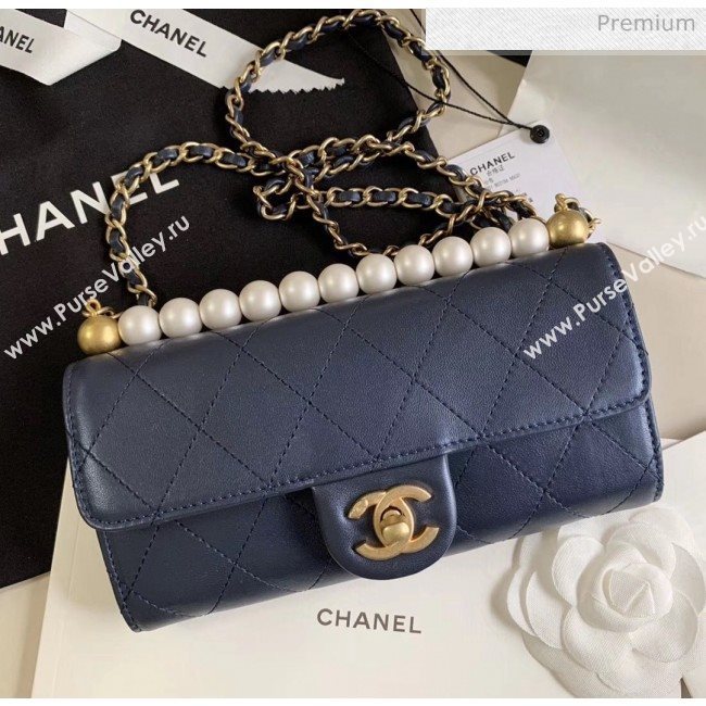 Chanel Clutch Bag with Chain And Imitation Pearls AP1001 Blue 2020 (JY-20040303)