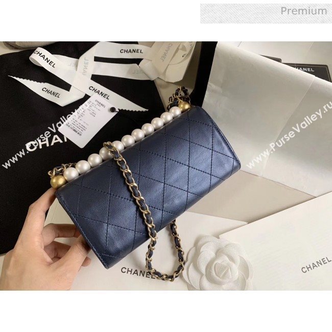 Chanel Clutch Bag with Chain And Imitation Pearls AP1001 Blue 2020 (JY-20040303)