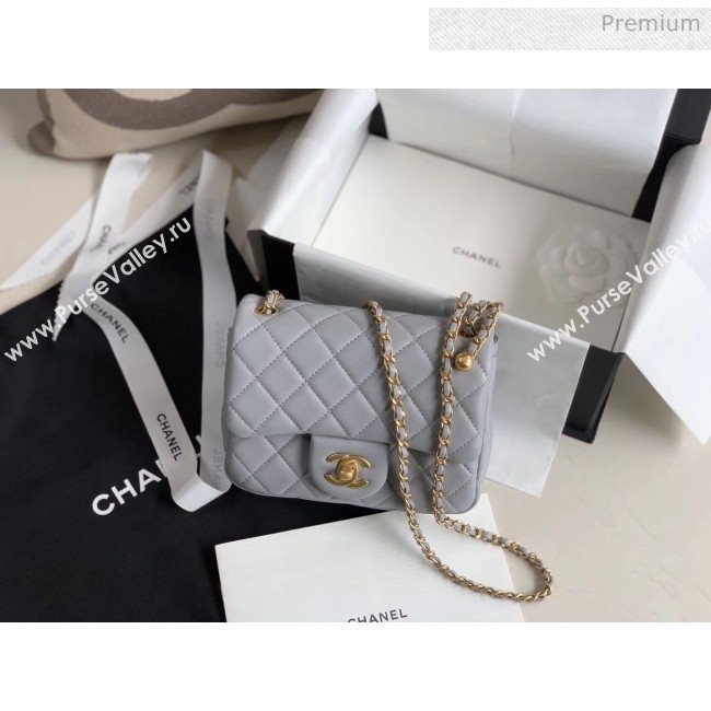 Chanel Lambskin &amp; Gold-Tone Metal Flap Bag AS1786 Light Grey 2020 (JY-20040305)