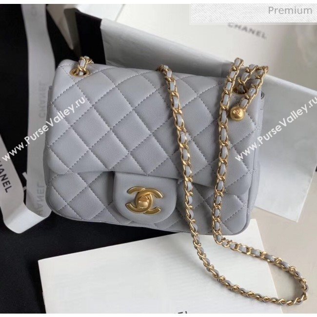 Chanel Lambskin &amp; Gold-Tone Metal Flap Bag AS1786 Light Grey 2020 (JY-20040305)