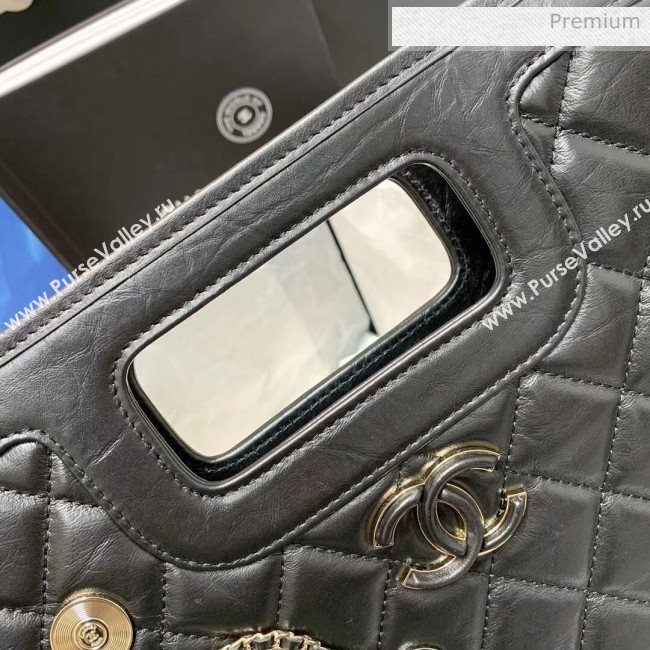 Chanel Aged Calfskin Small Shopping Bag With Charm AS1431 Black 2020 (AFEI-20040723)