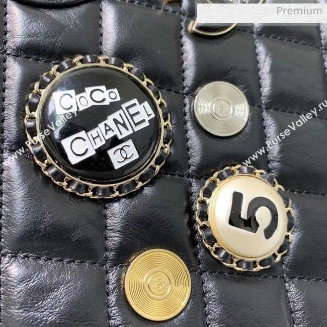 Chanel Aged Calfskin Small Shopping Bag With Charm AS1431 Black 2020 (AFEI-20040723)