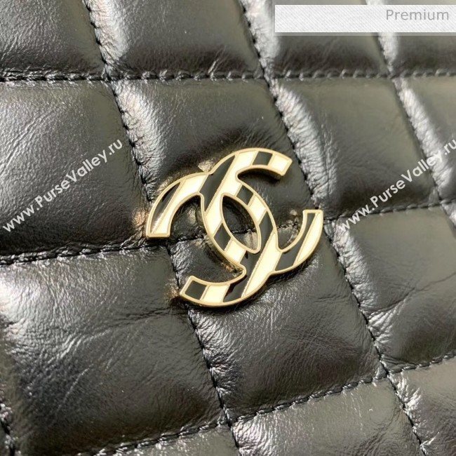 Chanel Aged Calfskin Small Shopping Bag With Charm AS1431 Black 2020 (AFEI-20040723)