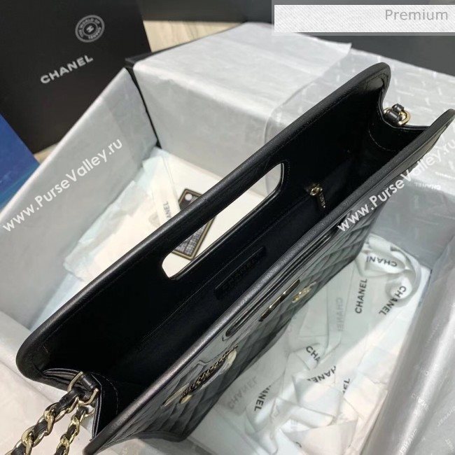 Chanel Aged Calfskin Small Shopping Bag With Charm AS1431 Black 2020 (AFEI-20040723)