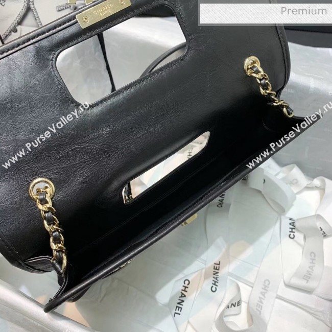 Chanel Aged Calfskin Small Shopping Bag With Charm AS1431 Black 2020 (AFEI-20040723)