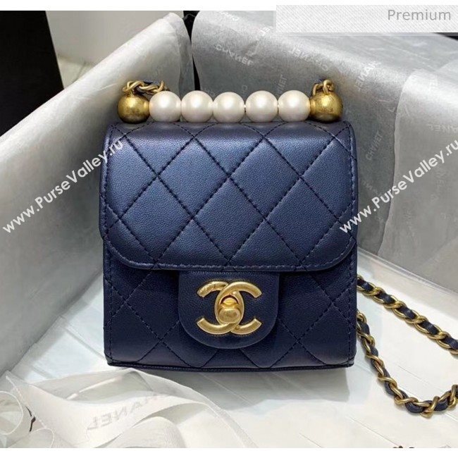 Chanel Imitation Pearls Square Clutch with Chain Bag AP0997 Blue 2020 (KS-20040722)