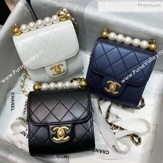 Chanel Imitation Pearls Square Clutch with Chain Bag AP0997 Blue 2020 (KS-20040722)