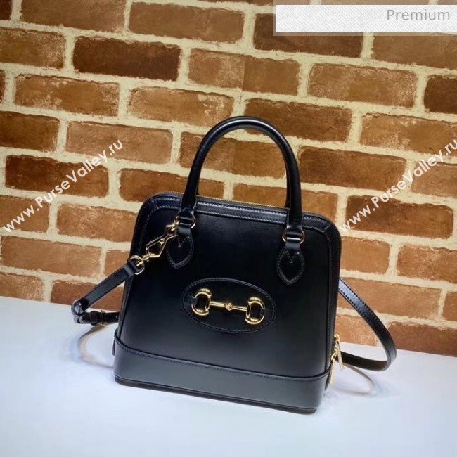 Gucci Leather 1955 Horsebit Small Top Handle Bag 621220 Black 2020 (DLH-20040742)