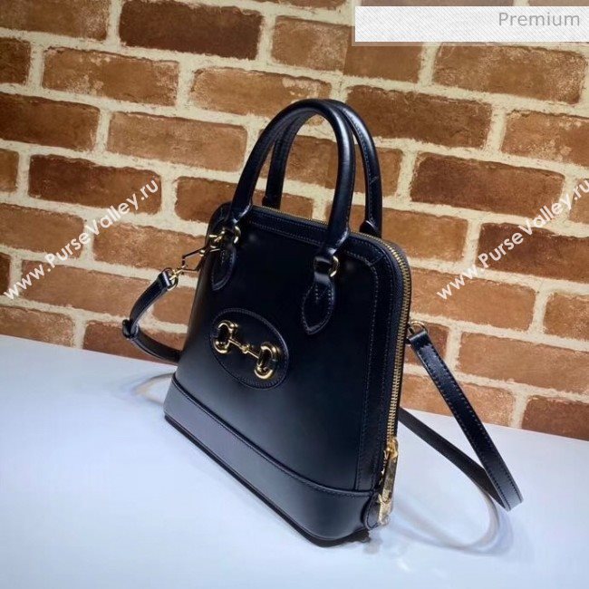 Gucci Leather 1955 Horsebit Small Top Handle Bag 621220 Black 2020 (DLH-20040742)
