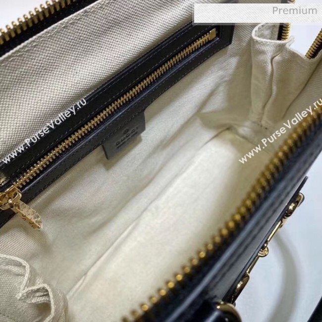 Gucci Leather 1955 Horsebit Small Top Handle Bag 621220 Black 2020 (DLH-20040742)