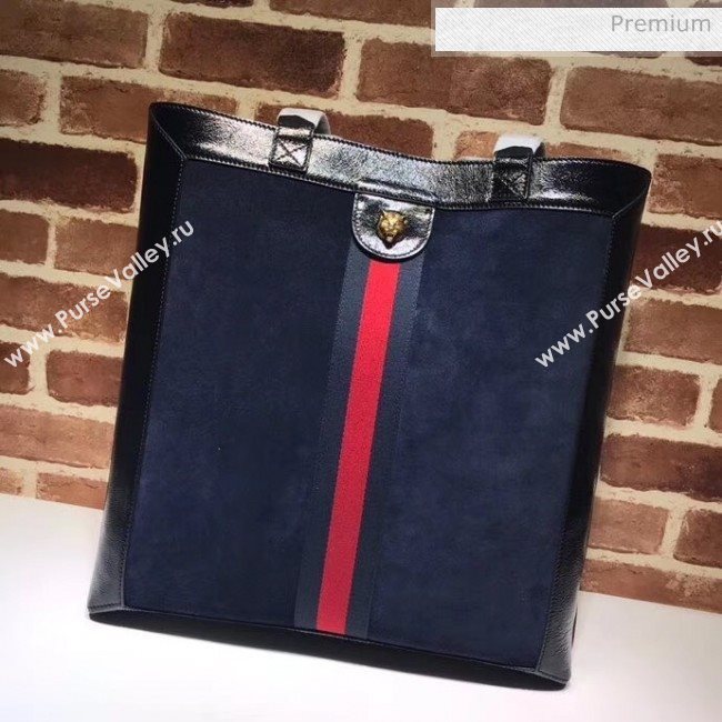 Gucci Ophidia Suede Large Tote 519335 Deep Blue (DLH-20040745)