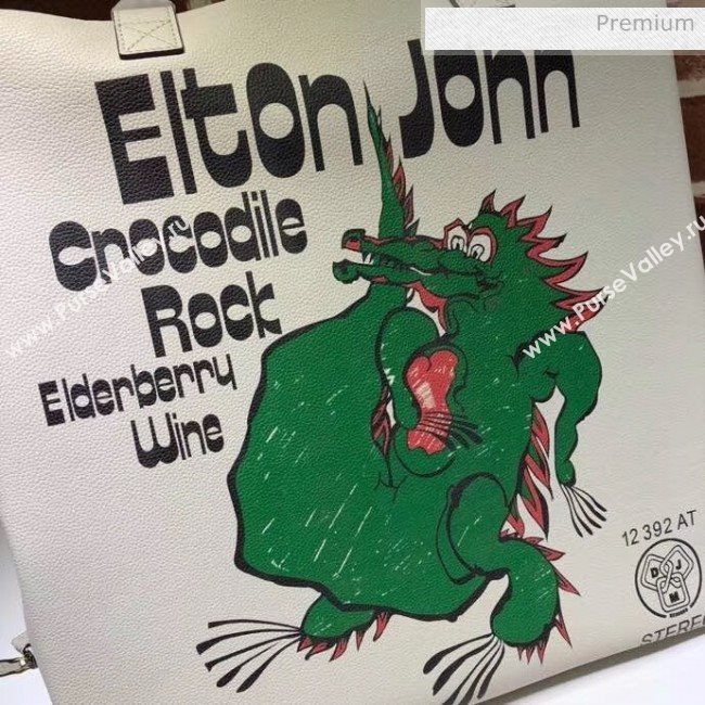 Gucci Crocodile Printed Leather Ophidia Large Tote 519335 Off-Whtie (DLH-20040747)