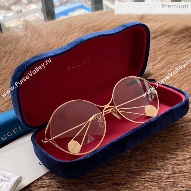 Gucci Round-frame Metal Sunglasses Gold 157 2020 (A-20041118)