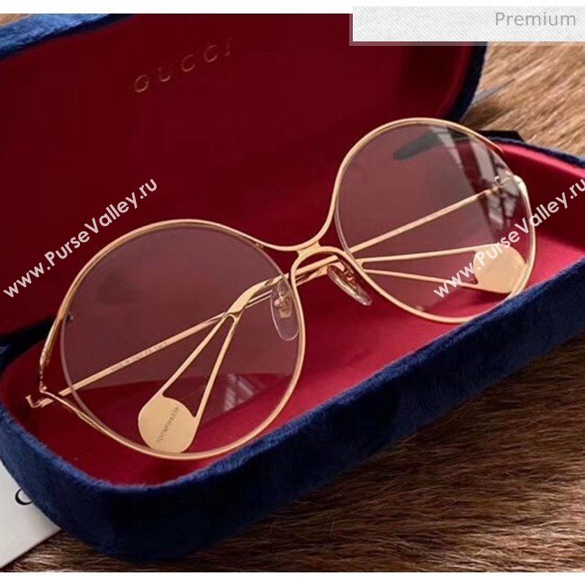 Gucci Round-frame Metal Sunglasses Gold 157 2020 (A-20041118)