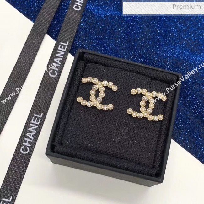 Chanel Crystal &amp; Pearls CC Earrings 44 2020 (YF-20040672)