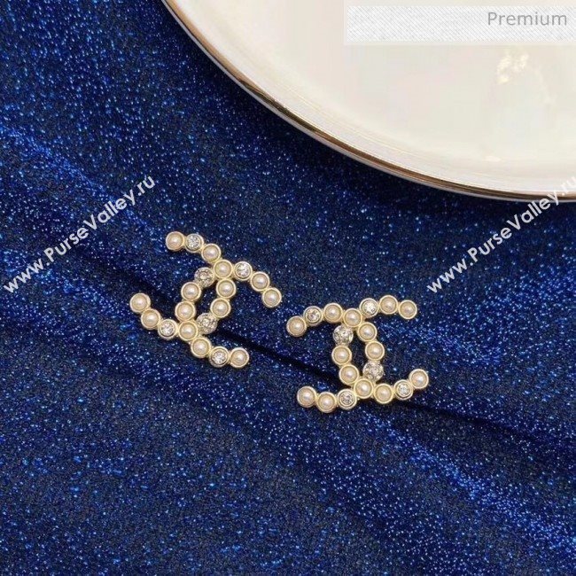 Chanel Crystal &amp; Pearls CC Earrings 44 2020 (YF-20040672)