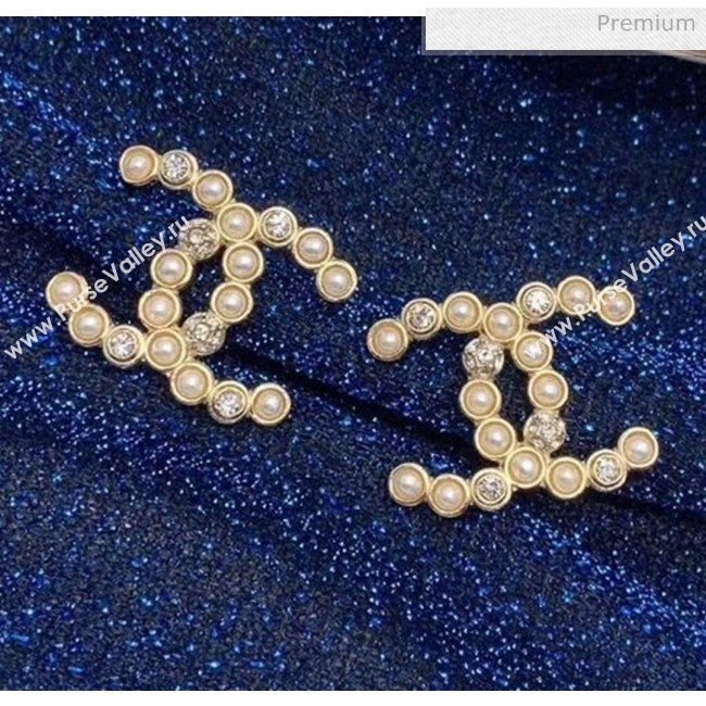 Chanel Crystal &amp; Pearls CC Earrings 44 2020 (YF-20040672)