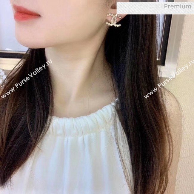 Chanel Crystal &amp; Pearls CC Earrings 44 2020 (YF-20040672)