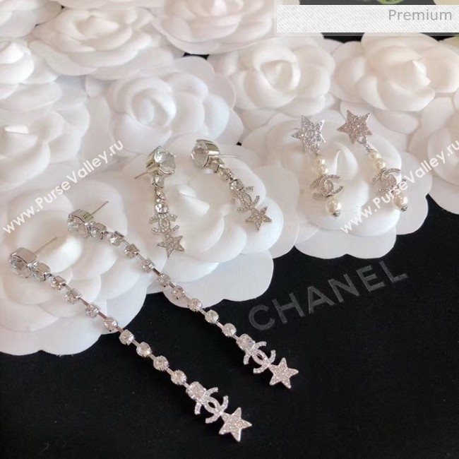 Chanel Silver Crystal Earrings 55 2020 (YF-20040684)