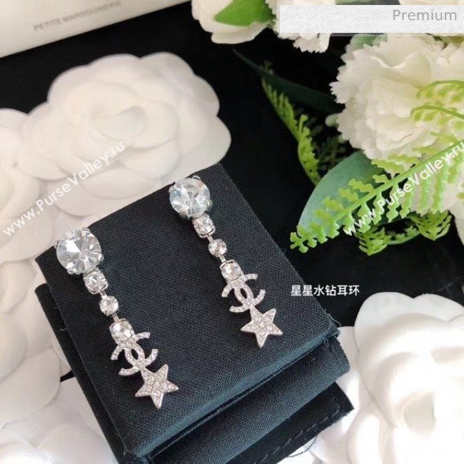 Chanel Silver Crystal Earrings 55 2020 (YF-20040684)