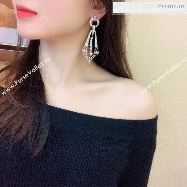 Chanel Silver Crystal Earrings 56 2020 (YF-20040685)