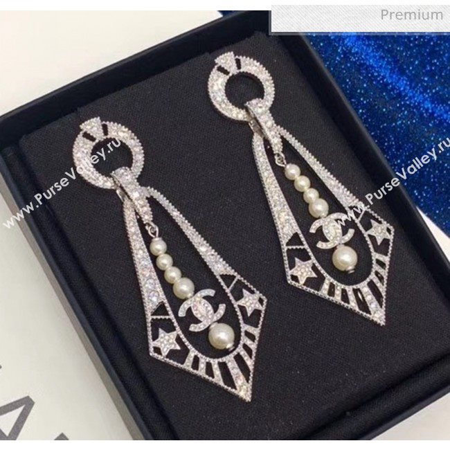 Chanel Silver Crystal Earrings 56 2020 (YF-20040685)
