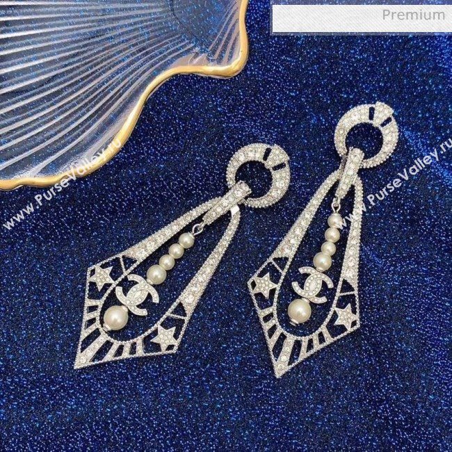 Chanel Silver Crystal Earrings 56 2020 (YF-20040685)