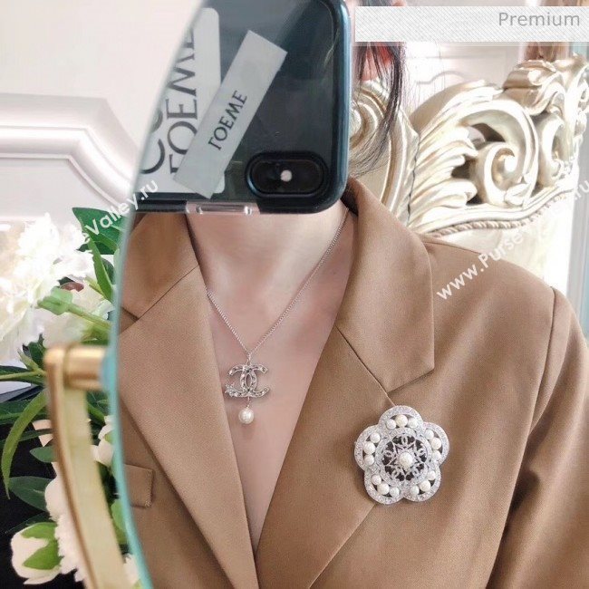Chanel Silver Crystal Brooch 58 2020 (YF-20040687)
