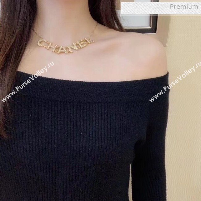 Chanel Crystal Logo Necklace 60 2020 (YF-20040689)