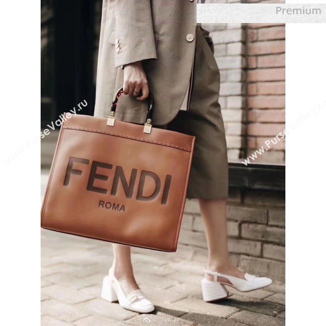 Fendi Sunshine Shopper Bag in Brown Leather 2020 (HS-20041342)