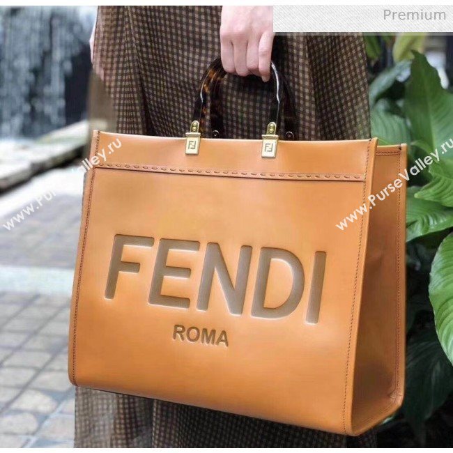 Fendi Sunshine Shopper Bag in Brown Leather 2020 (HS-20041342)