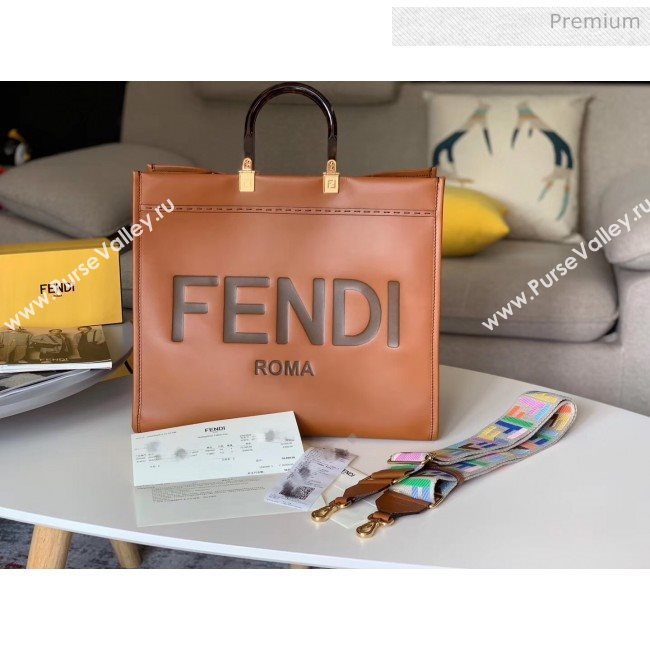 Fendi Sunshine Shopper Bag in Brown Leather 2020 (HS-20041342)