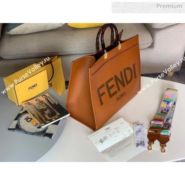 Fendi Sunshine Shopper Bag in Brown Leather 2020 (HS-20041342)
