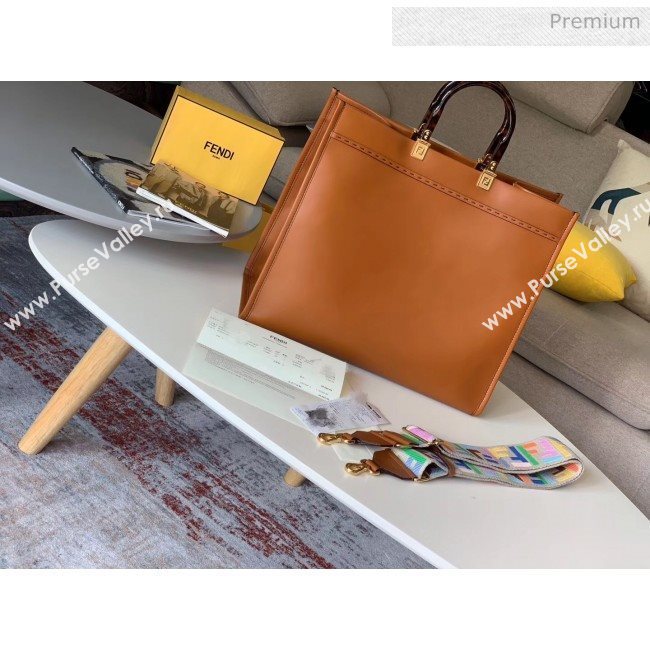 Fendi Sunshine Shopper Bag in Brown Leather 2020 (HS-20041342)